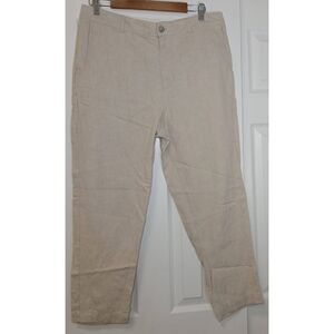 Zara mens 34 European linen pants oatmeal beige tapered leg quiet luxury